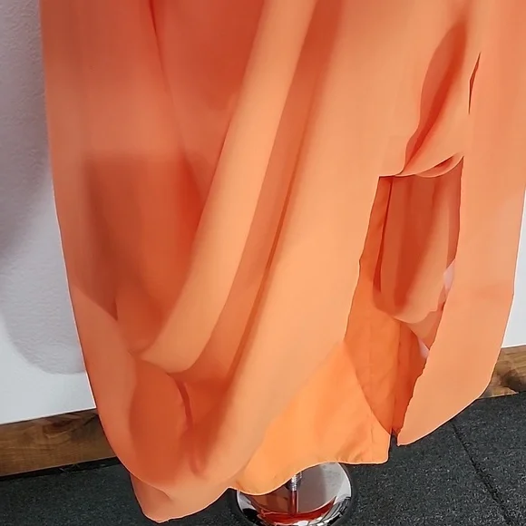 Expressions Dress Strapless Chiffon Overlay Maxi Orange Size 8 - Picture 11 of 17